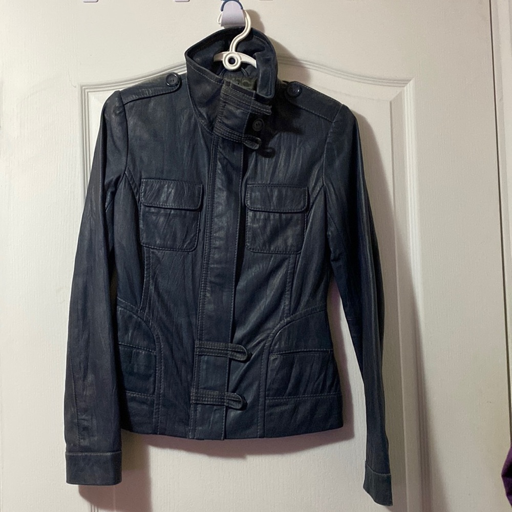 Danier genuine leather Navy blue fitted jacket